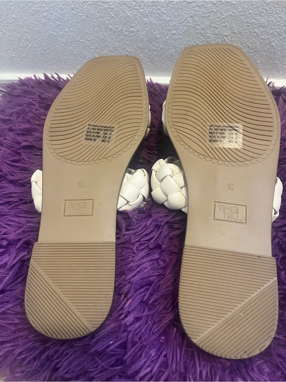 Time and Tru White Braided Double-Strap Slide Sandals - Picture 4 of 6